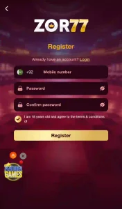 ZOR77 registration original screeenshot